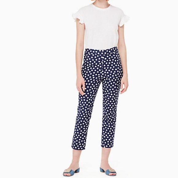 SOLD ON EBAY Kate Spade Cloud Dot Jacquard Pant in French Navy/Fresh White size0 - Picture 5 of 6
